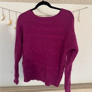 Women's Cashmere Cable Knit Sweater - Purple